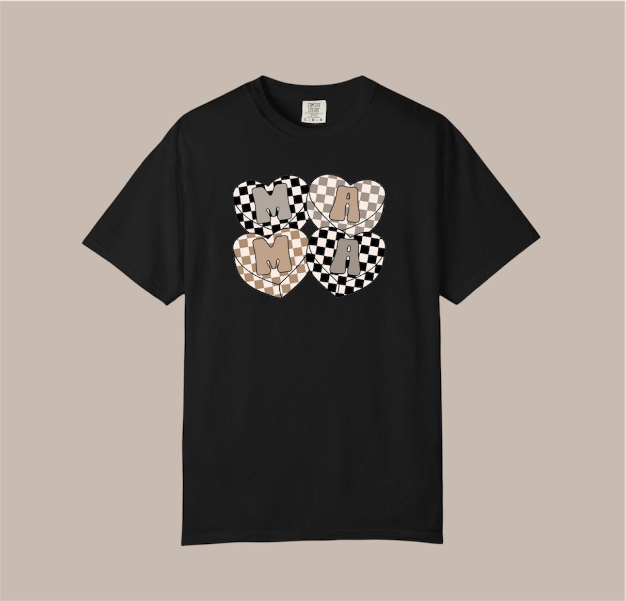 CHECKERED MAMA HEARTS tee