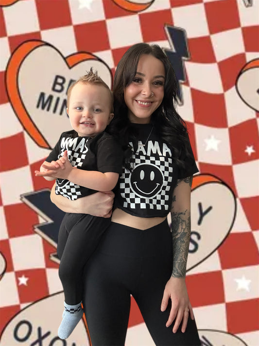 MAMA CHECKERED SMILEY tee